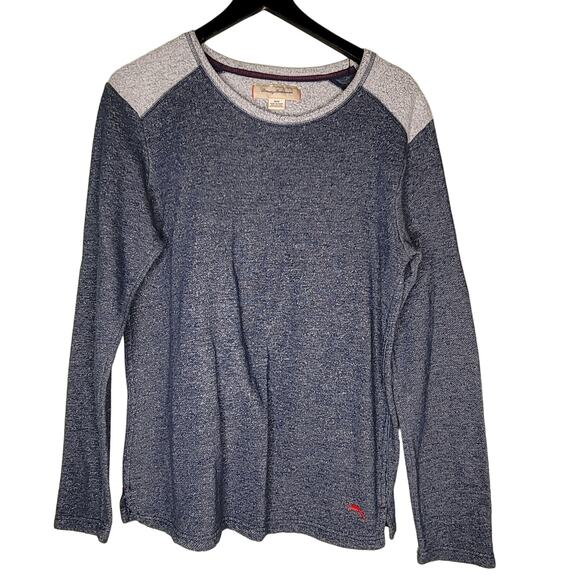 Tommy Bahama Sweater Medium Blue Fleece Sweatshirt Pullover Round Crew Neck - Picture 1 of 6
